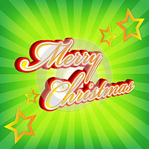 Merry Christmas Icon on Green Background