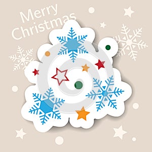 Merry Christmas icon. Holiday xmas symbols. Isolated sticker. Happy new year web icons. Flat vector illustration. Snowflakes