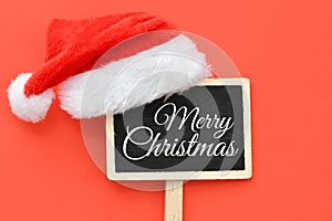 Merry Christmas inscription on chalkboard. Christmas time - concept. High resolutio