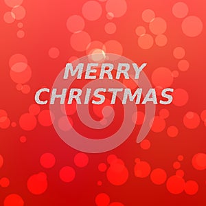 Merry christmas inscription of snowflakes on red bokeh background.