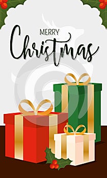 Merry christmas invitational card with presents Vector