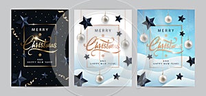 Merry Christmas invitations or greeting cards set