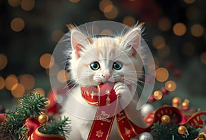 Merry Christmas kittens under the tree