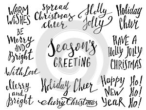 Merry Christmas Lettering Design. Greeting text. Vector illustration EPS10