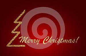 Merry Christmas Lettering Design on red background. Vector illustration.