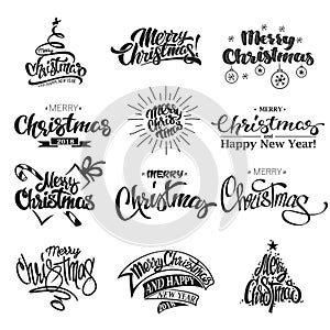 Merry Christmas Lettering Design Set