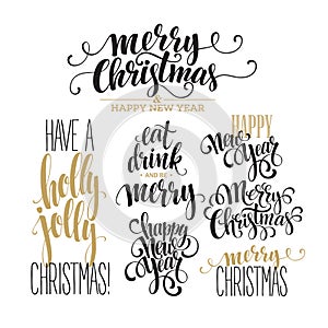 Merry Christmas Lettering Design Set. Vector photo