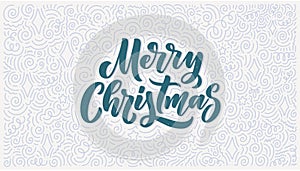 Merry christmas lettering in hand drawn style. Classic retro symbol. New year holiday greeting card. Vector design