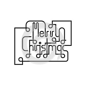 Merry Christmas lettering icon abstract background.Celebration q