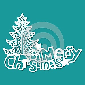 Merry Christmas. Lettering for laser cutting. Vector