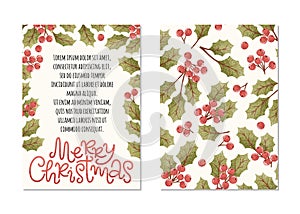 Merry Christmas lettering postcard