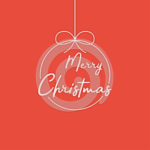 Merry Christmas lettering template. White template Merry Christnas on red backgroun. Merry Christmas template for greeting card