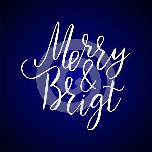 Merry Christmas lettering typography. Handwriting text design with winter handdrawn lettering. Happy New Year greeting