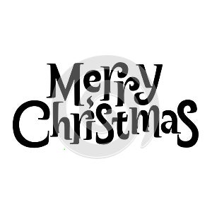 Merry Christmas Lettering. Vector illustration isolated on white. Cute composition for advertising or greeting cards