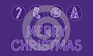 Merry Christmas lettering in violet