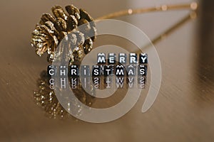 Merry christmas letters with christmas decorations for background