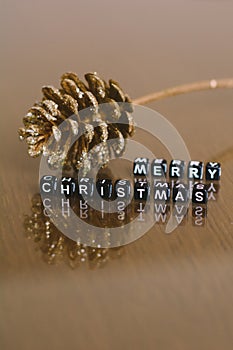 Merry christmas letters with christmas decorations for background