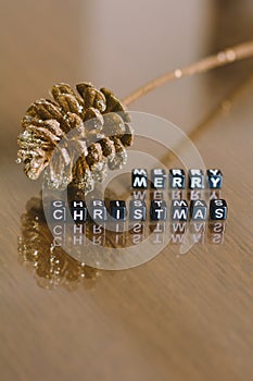 Merry christmas letters with christmas decorations for background