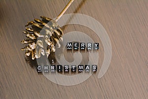 Merry christmas letters with christmas decorations for background