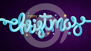 Merry Christmas light blue tinsel lettering and holiday decorations
