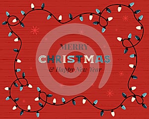 Merry Christmas light bulbs greeting banner frame