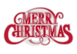 Merry Christmas Logo. Red Decorative Logo With Swash Isolated On A White Background.