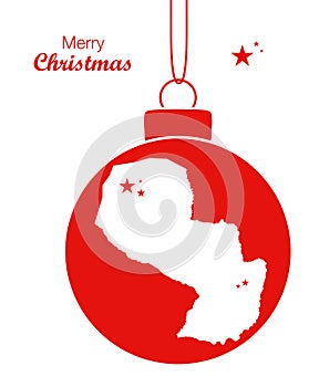 Merry Christmas Map Paraguay