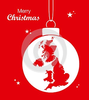 Merry Christmas Map United Kingdom