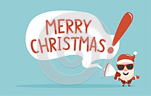 Merry Christmas message with cartoon santa.