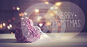 Merry Christmas message with a pink heart