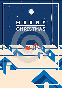 Merry christmas minimalistic vector illustration