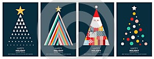 Merry Christmas modern card set elements greeting text lettering