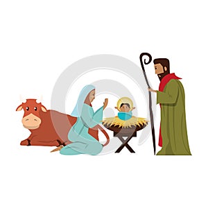 Merry christmas nativity christian cartoon