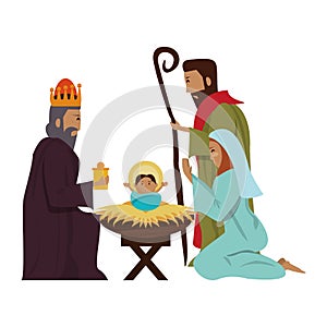 Merry christmas nativity christian cartoon