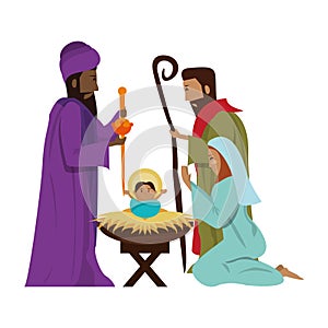 Merry christmas nativity christian cartoon