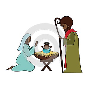 Merry christmas nativity christian cartoon