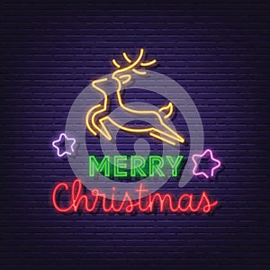 Merry christmas neon signboard