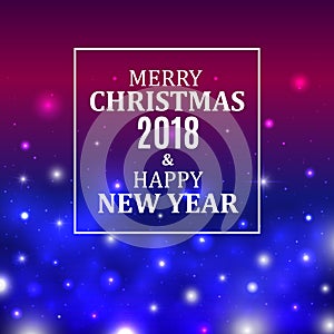 Merry Christmas and New Year background. Christmas Lights Concept. Vector illustration