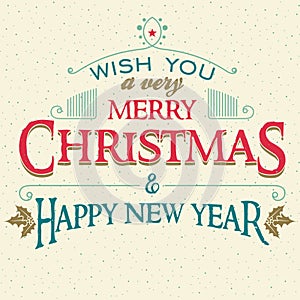 Merry Christmas and New Year greeting card