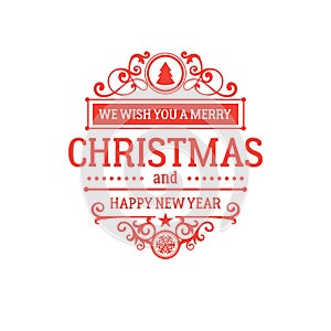 Merry Christmas and New Year greetings classic badge