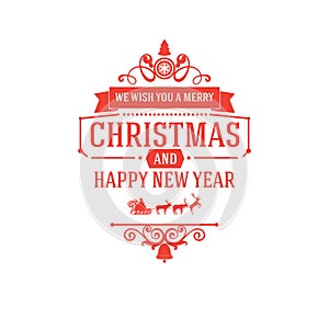 Merry Christmas and New Year greetings classic badge