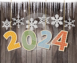 Merry Christmas and New Year holiday background with snowflakes vector