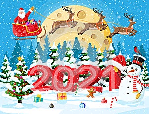 Merry Christmas and New Year holiday greeting card