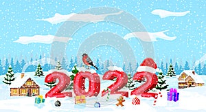 Merry Christmas and New Year Holiday Greeting Card