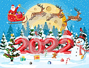 Merry Christmas and New Year holiday greeting card