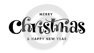 Merry Christmas New Year ink brush hand lettering