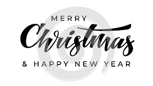 Merry Christmas New Year ink brush hand lettering