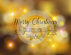 Merry christmas new year label ornament gold bokeh