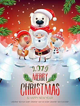 2019 Merry Christmas & New Year poster.