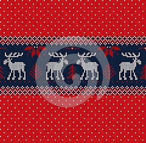 Merry Christmas New Year seamless pattern border frame scandinavian deers